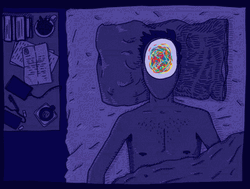 Animated Tangled Thoughts Overthinking At Night GIF