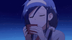 Animated Tea Blushing Spit Take GIF