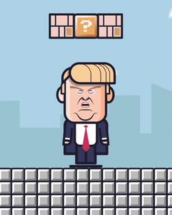Animated Trump 2024 Jumping Arcade Game GIF