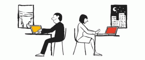 Animated Two People Doing Research GIF