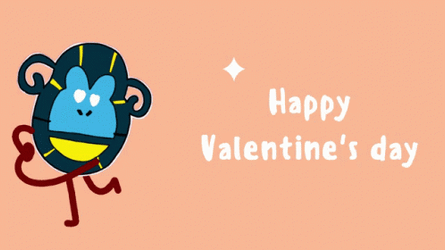 Animated Valentines Stick Monkey Dance GIF