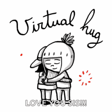 Animated Virtual Hug Love You Sister Popping Hearts GIF