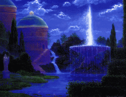 Animated Water Fountain And Lake