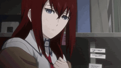 Animated Waving Kurisu Makise Hi GIF