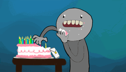 Animated Weird Man Eating Birthday Cake
