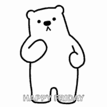 Animated White Bear Happy Friday Dance GIF