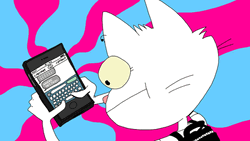 Animated White Cat Waiting A Text Message Reply  GIF