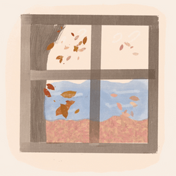 Animated Window Fall Leaf Flying With Wind GIF