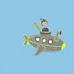 Animated Woman Entering A Submarine GIF