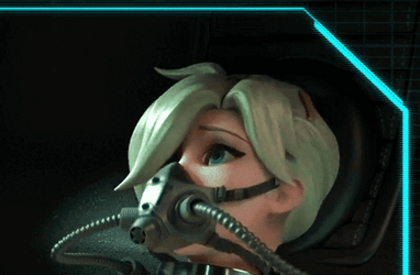 Animated Woman In Metal Gas Mask GIF