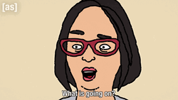 Animated Woman Wearing Glasses Whats Going On GIF