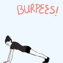 Animated Woman Working Out Burpee Exercise GIF