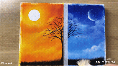 Animatica Painting Of Sun And Tree GIF