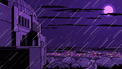 Anime Aesthetic Purple Sky Raining Night