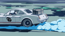 Anime Car Running Through A River GIF