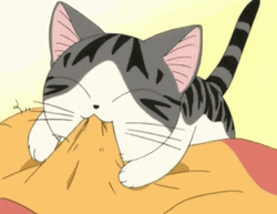 Anime Cat Chi Yamada Playing Blanket