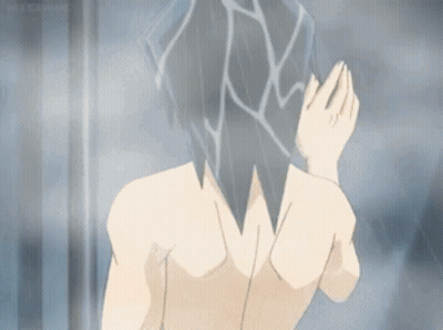 Anime Character Taking Shower GIF