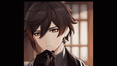 Anime Character With Feather Earring And Glove GIF