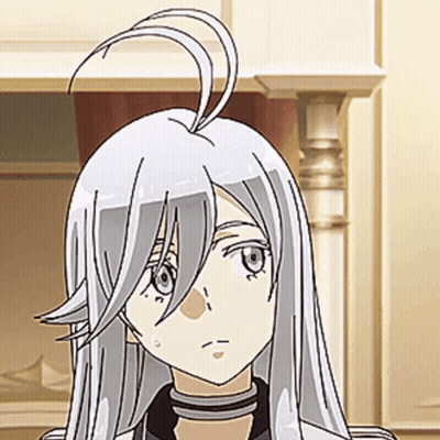 Anime Character With Long White Hair Close Up GIF