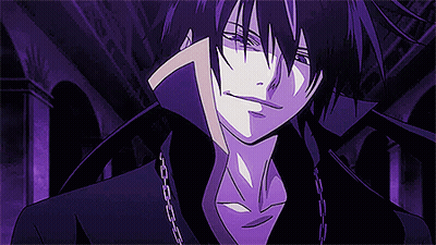 Anime Character With Purple Hair And Chain GIF
