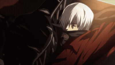 Anime Character With White Hair And Red Cape GIF
