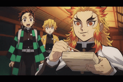 Anime Characters Around Man Holding Book GIF