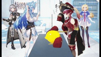 Anime Characters Around Table With Yellow Object GIF