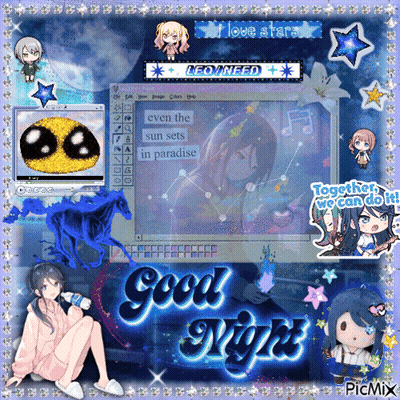 Anime Characters Collage Saying Good Night GIF