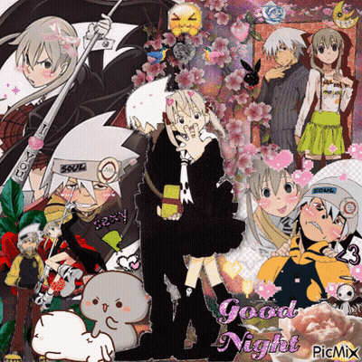 Anime Characters Collage Says Good Night GIF