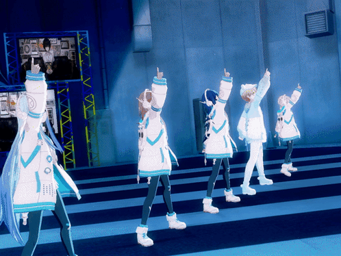 Anime Characters Dancing On Stage GIF