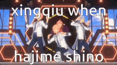 Anime Characters Dancing On Stage Xing Qiu When Hajime Shino GIF
