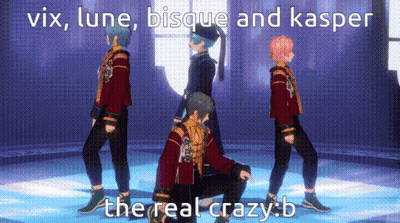 Anime Characters Dancing With Vix Lune Bisque And Kasper GIF