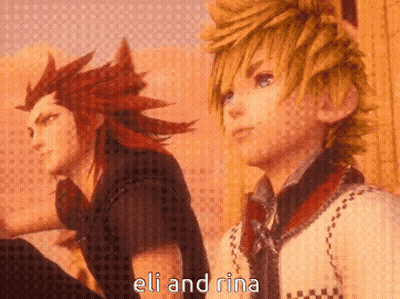 Anime Characters Eli And Rina Standing Together GIF