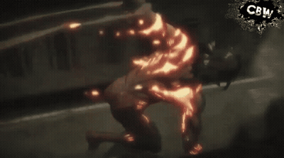 Anime Characters Fighting In A City GIF