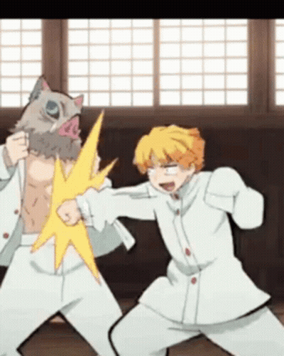 Anime Characters Fighting In Room With Window GIF
