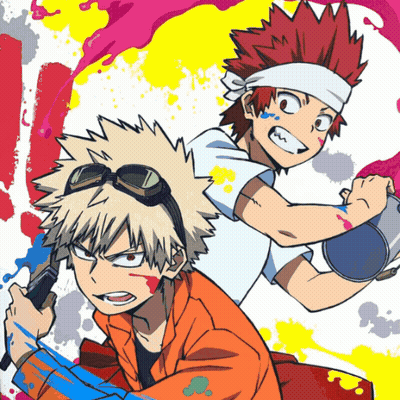 Anime Characters Holding Paint Cans GIF