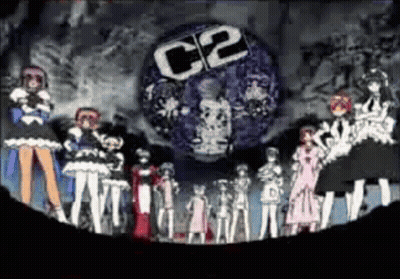 Anime Characters In Front Of C2 Logo GIF