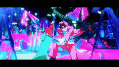 Anime Characters In Neon Room GIF