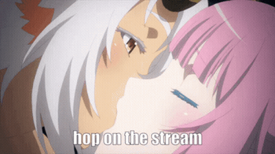 Anime Characters Kissing Hop On The Stream GIF