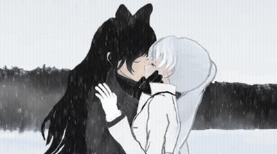 Anime Characters Kissing In Snow GIF