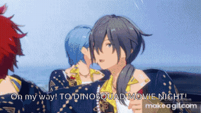 Anime Characters Kissing On My Way To Dinosquad Movie Night GIF