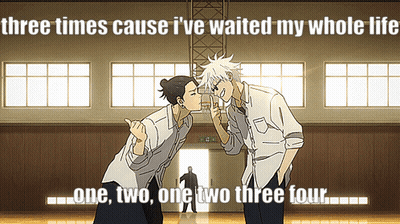 Anime Characters Kissing Three Times Caption GIF