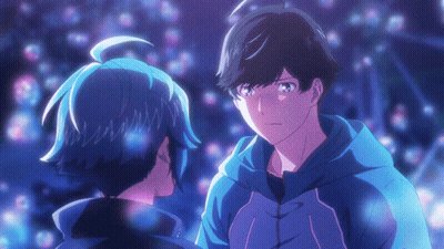 Anime Characters Looking At Each Other GIF