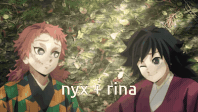 Anime Characters Nyx + Rina Standing Together GIF