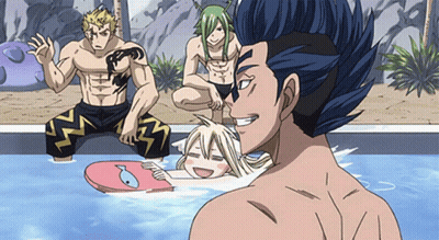 Anime Characters Playing In Pool GIF