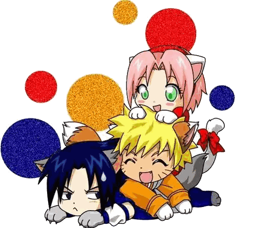 Anime Characters Playing With Cat Costume Sticker