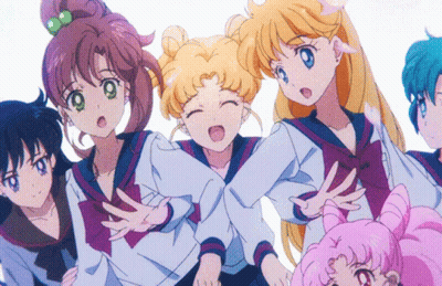 Anime Characters Posing Together GIF