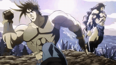 Anime Characters Running On Hill GIF