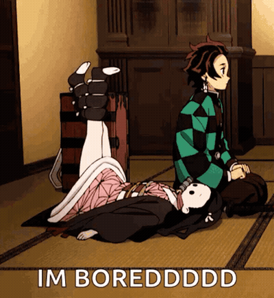 Anime Characters Sitting With Im Boredddd GIF