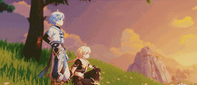 Anime Characters Standing In A Field GIF